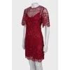 Burgundy lace dress with tag