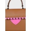 Brown Tote Bag with Pink Ruffle