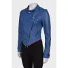 Blue leather jacket with perforation