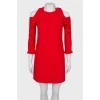 Red ruffled sleeve dress