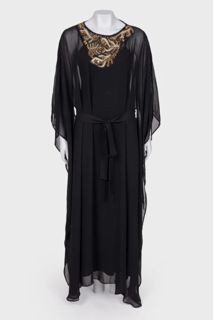 Black appliqued dress