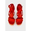 Red Peep Toe Wedge Heels