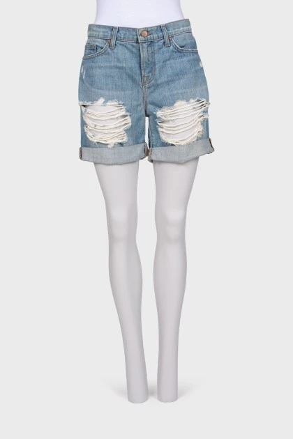 Jeans short with decorative cuts