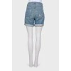 Jeans short with decorative cuts