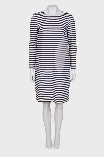 Striped dress with button-back
