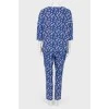 Silk blue print suit