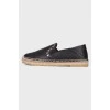 Leather espadrilles with jute