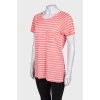 Pink white striped t-shirt