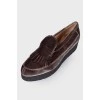 Velor loafers in graphite color