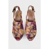 Textile sandals with floral print