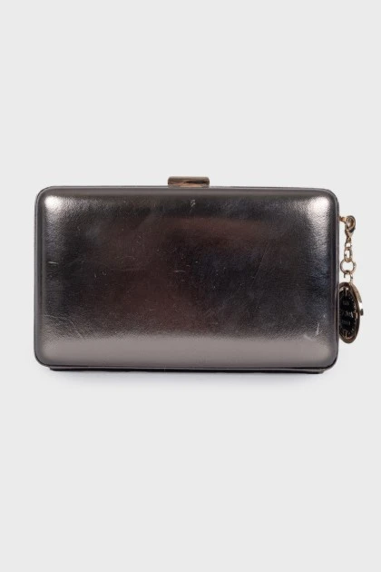 Silver leather clutch