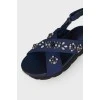 Blue sandals with rhinestones