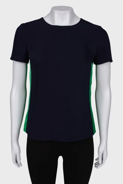 T-shirt with green stripes and tag