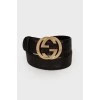 Leather belt with brand logo