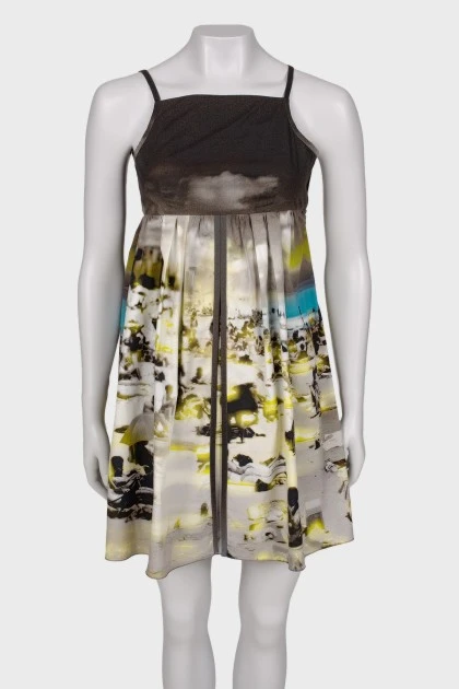 A-line abstract print dress