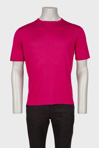 Men's silk crimson T-shirt