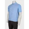 Men's polo in silk with a geometric pattern
