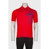 Men's red polo with print