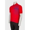 Men's red polo with print