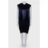 Black and blue dress with raw seams