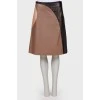 Leather tricolor skirt
