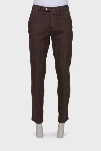 Men's brown gingham trousers
