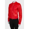 Red perforated leather jacket