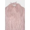 Pink fur coat with long pile