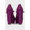 Purple shoes with rhinestones