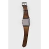 Watch with patent leather strap