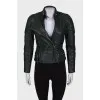 Green leather jacket with zippers