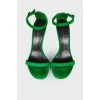 Suede green stiletto sandals