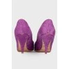 Purple shoes with open toecap