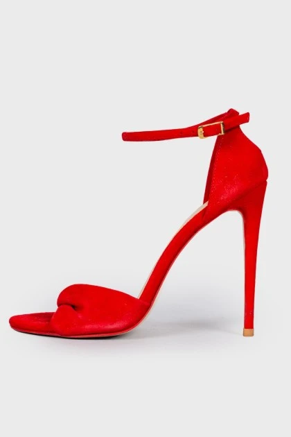 Red suede leather sandals
