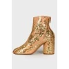 Sequined leather ankle boots