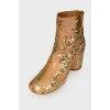 Sequined leather ankle boots