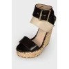 Sandals on a jute high wedge