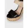 Sandals on a jute high wedge