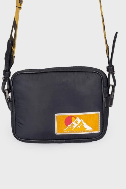 Textile crossbody with yellow strap