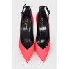 Pink heeled shoes with tag