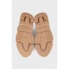 Beige textile sneakers with tag