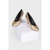 Gold Creased Heel Pump 85 shoes