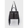 Suede bag with long fringes