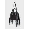 Suede bag with long fringes