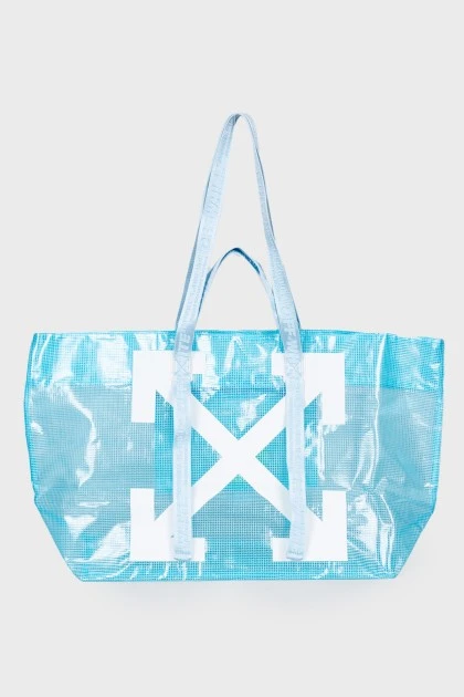 Blue shopper with tag