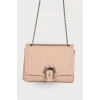 Beige bag with a thin chain strap