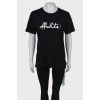 Black T-shirt with logo and tag