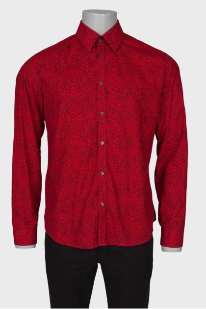 Men's red slim shirt