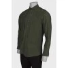 Men's green shirt with overlay fabric