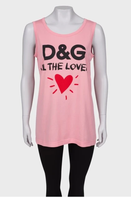 Pink printed T-shirt with tag